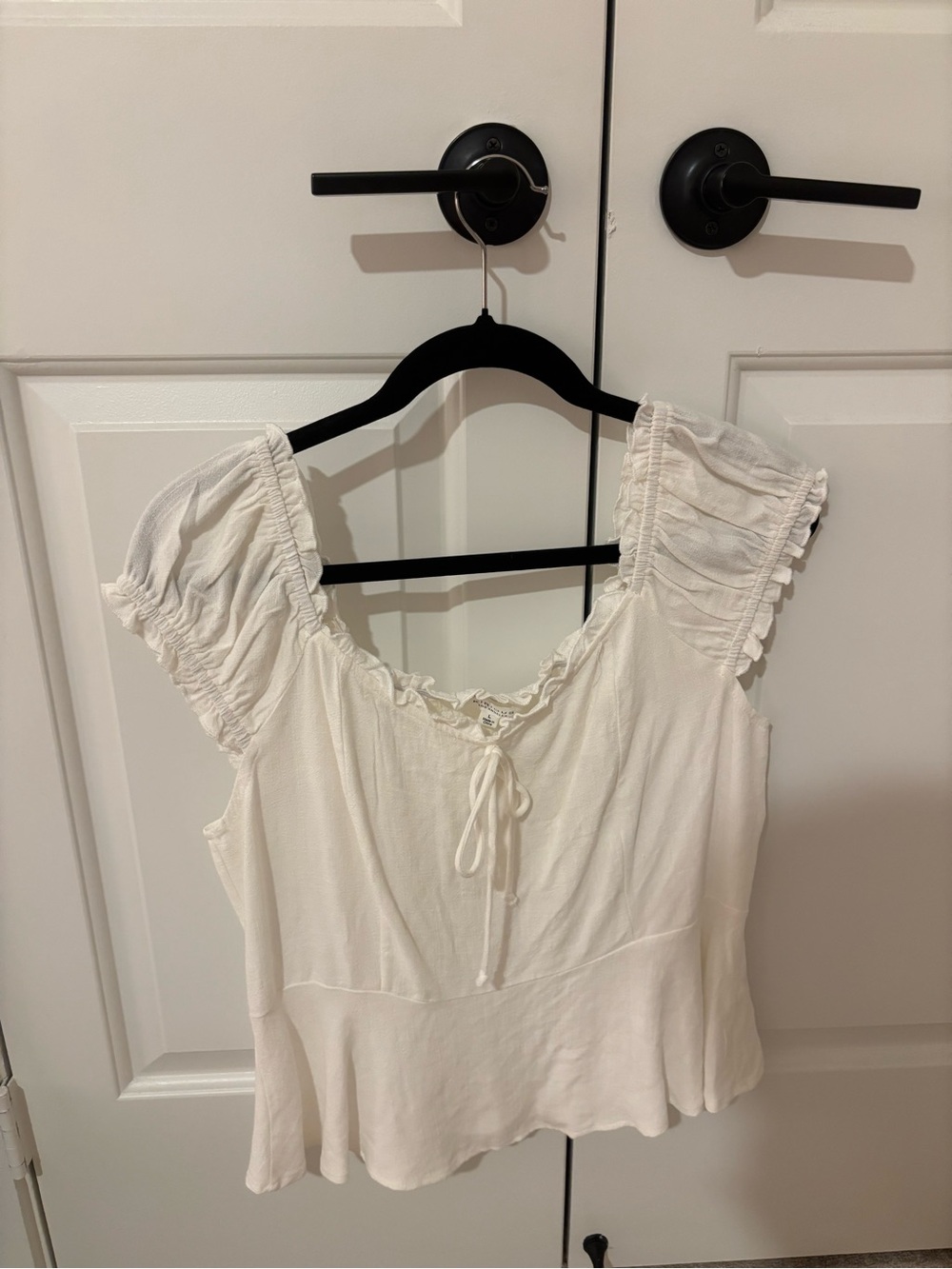 Women's White Ruffle Sleeve Top - Lightweight Summer Blouse